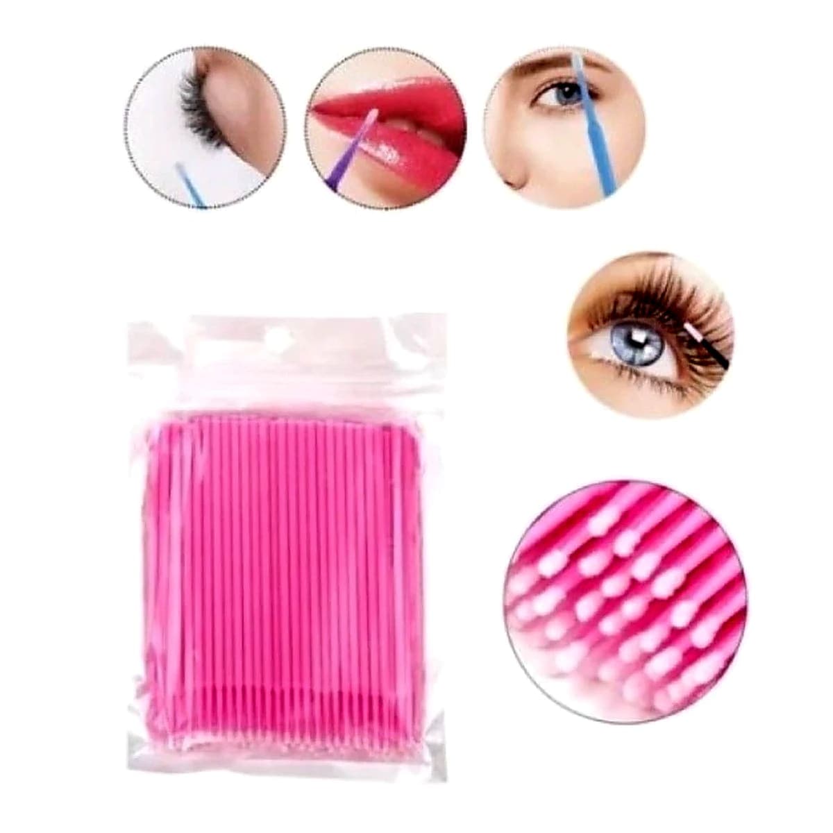Pacote 50 Microbrush Descartável para Extensão de Cílios Fio a Fio